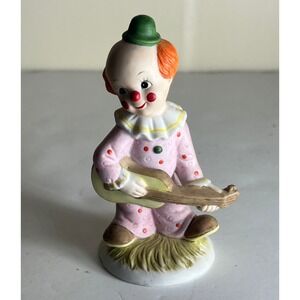 Vintage Lefton China 1990 Porcelain Clown Figurine Playing Guitar #07553